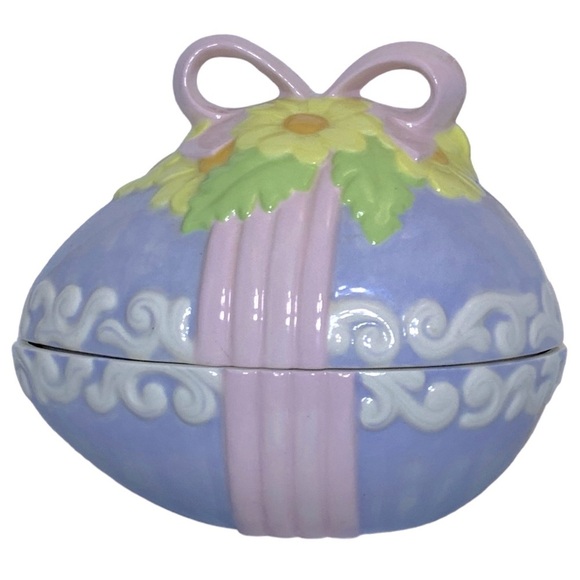 Vintage Hand Painted Easter Egg Candy Dish Trinket Dish Jar Functional Art 1981 - Picture 7 of 16